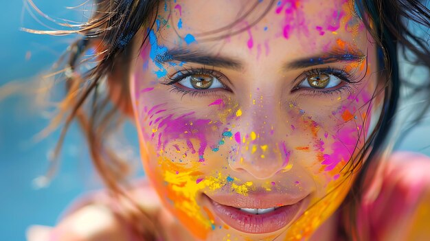 Celebrazione gioiosa Momenti accattivanti di risate e colori alla festa di Holi