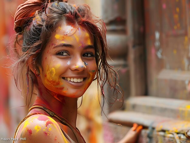 Celebrazione gioiosa Momenti accattivanti di risate e colori alla festa di Holi