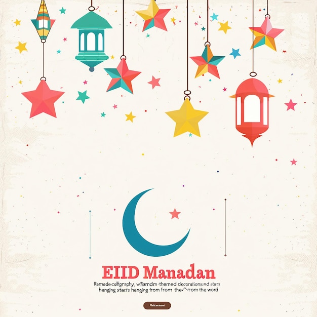 Celebrazione islamica Ramadan e Eid Mubarak Disegno con scatola regalo di mezzaluna e uomo che prega 3