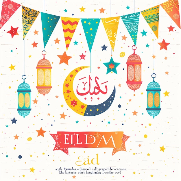 Celebrazione islamica Ramadan e Eid Mubarak Disegno con scatola regalo di mezzaluna e uomo che prega 3