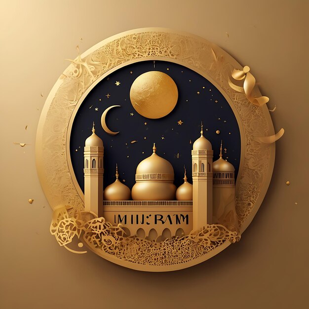 Celebrazione musulmana Islamica Buon anno nuovo Muharram Illustrazione
