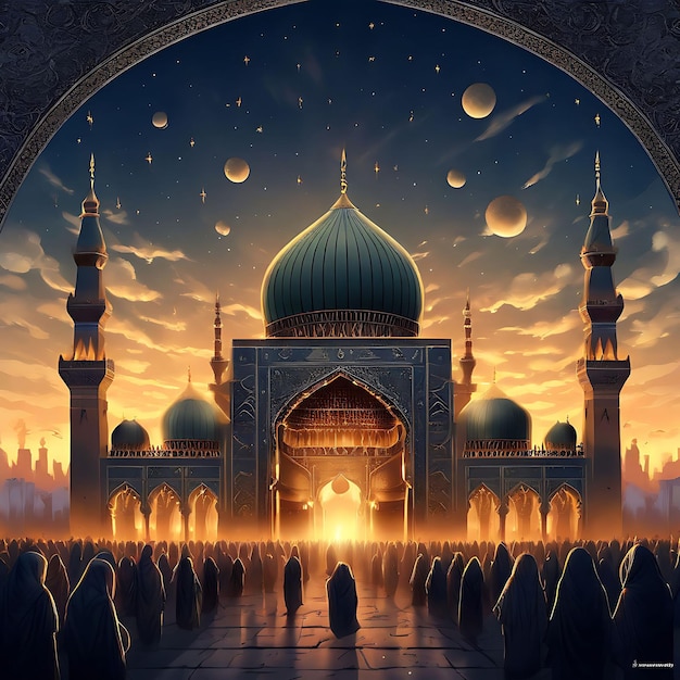 Celebrazione musulmana Nuovo anno islamico Muharram Illustrazione