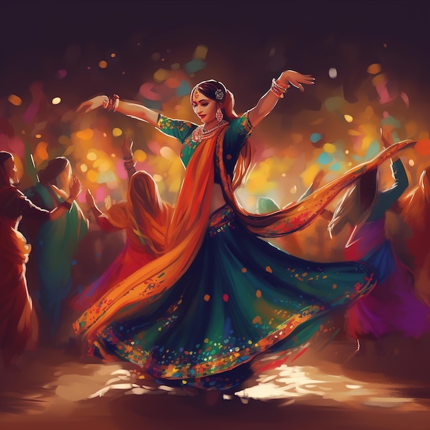 Celebrazione notturna di Dandiya su navratri