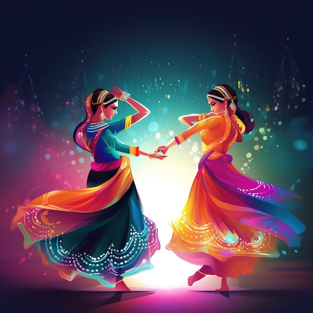 Celebrazione notturna di Dandiya su navratri