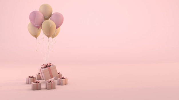 Celebrazione rosa con confezione regalo rosa e sfondo rosa