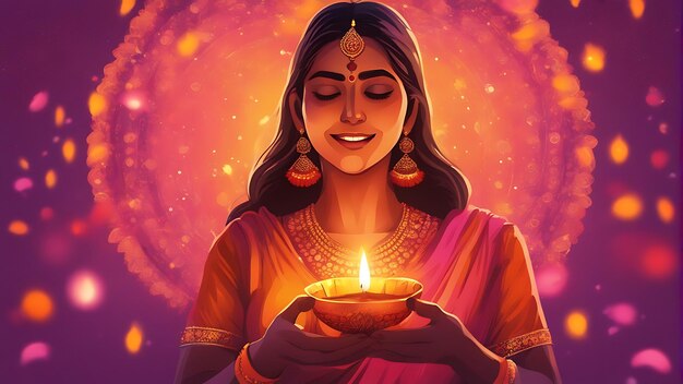 Celebrazioni accattivanti di Diwali Le donne abbracciano la luce e la gioia floreale nel festival di Navratri e Diwali