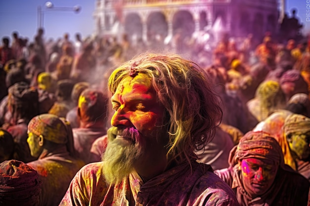 Celebrazioni del festival Holi a Nandgaon India Ogni stato indiano celebra Holi in modo diverso Festival dei colori in India