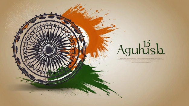 Celebrazioni della Giornata dell'Indipendenza indiana con un elegante testo del 15 agosto e la ruota di Ashoka