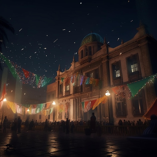 celebrazioni notturne messicane che illuminano il paesaggio cittadino