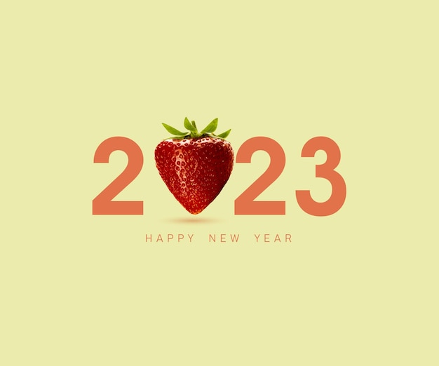 Celebriamo il nuovo anno 2023, Eve numero 2023 con un logo fragola