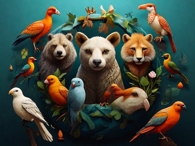 Celebriamo la Giornata Mondiale dell'Animale 2023 Giornata mondiale della fauna selvatica con gli animali WorldAnimalDay AnimalIcons