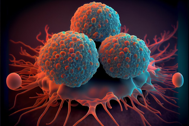 Cellula cancerosa World Cancer Day 04 febbraio render realtà virtuale