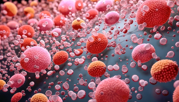 Cellule batteriche nel flusso sanguigno cellule virali globuli rossi