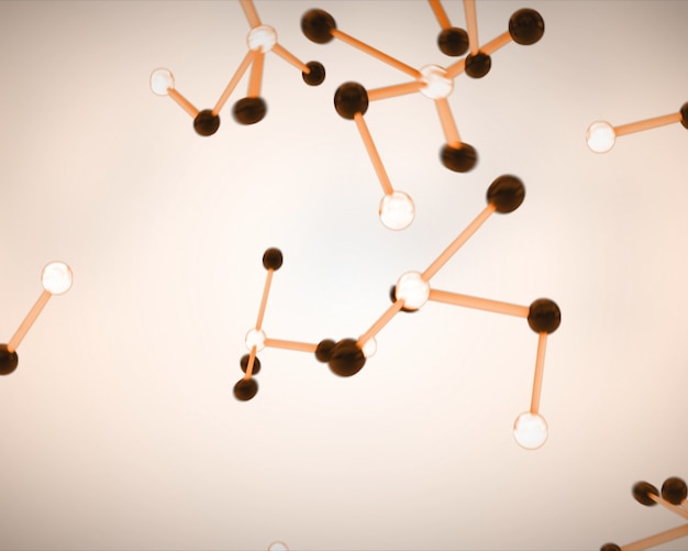 Cellule molecolari nere, bianche e arancioni