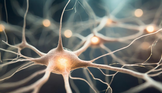 Cellule neuronali con impulsi elettrici Attività dei neuroni Background medico