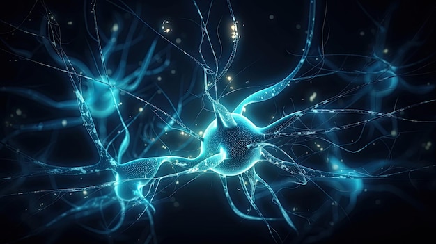 Cellule neuronali con impulsi luminosi