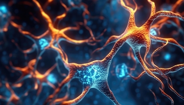 Cellule neuronali primo piano illustrazione concettualmente generato AI generativa