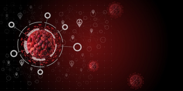 Cellule realistiche del coronavirus fluttuanti