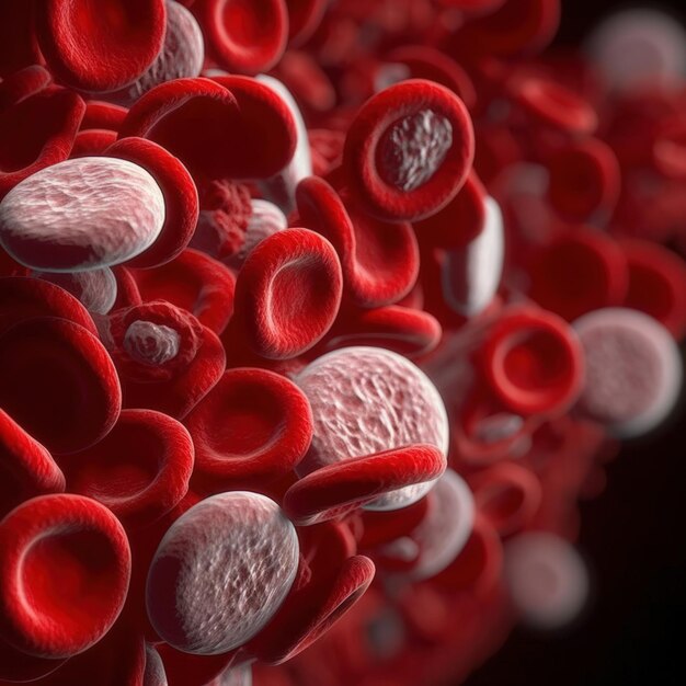 Cellule rosse del sangue eritrociti Illustrazione di cellule del sangue in flusso IA generativa