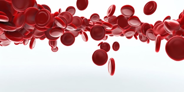 Cellule sanguigne su sfondo bianco leucociti eritrociti flusso sanguigno foto di alta qualità