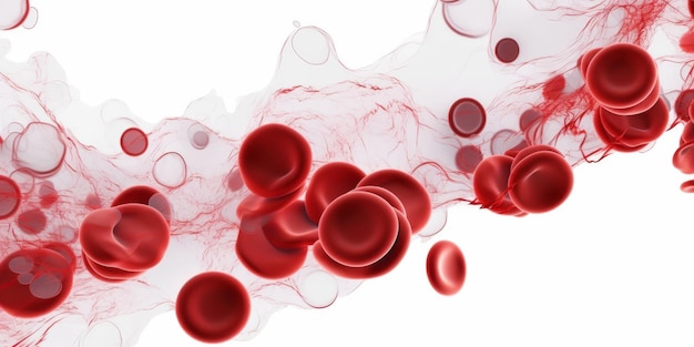 Cellule sanguigne su sfondo bianco leucociti eritrociti flusso sanguigno foto di alta qualità