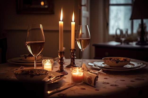 Cena a lume di candela per due con vino e porcellane pregiate