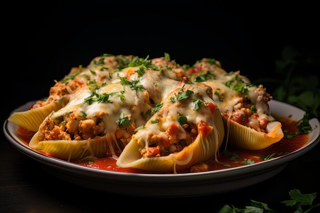 Cena con conchiglie ripiene Ricetta Fotografia di cibo