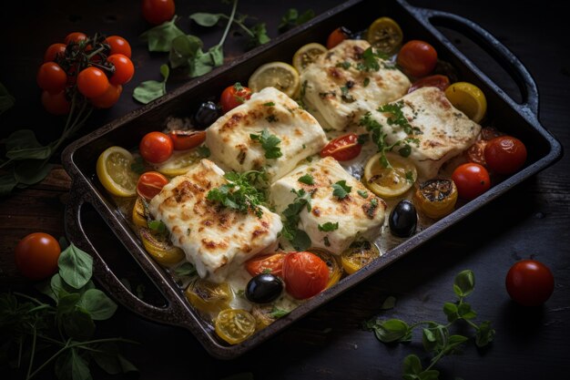 Cena di feta al forno Ricetta Fotografia di cibo