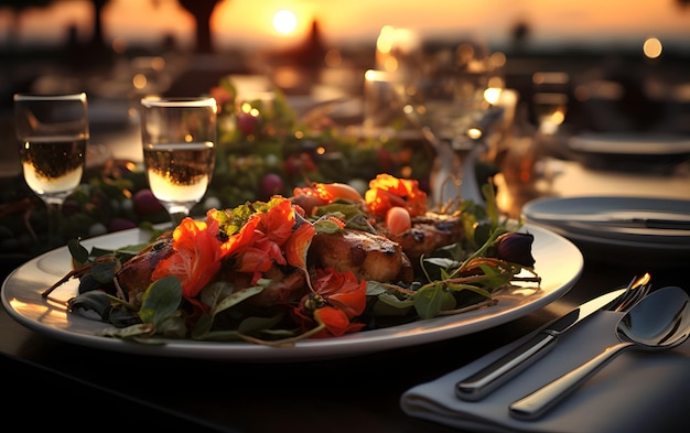 Cena di lusso davanti al mare