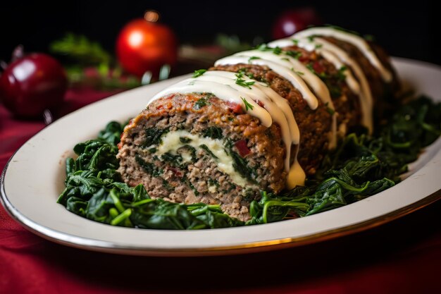 Cena di Natale con polpettone ripieno di crema di spinaci