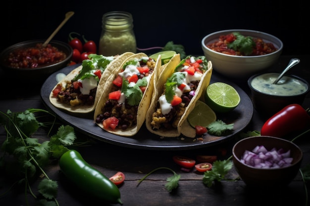 Cena di tacos vegani Ricetta Fotografia di cibo