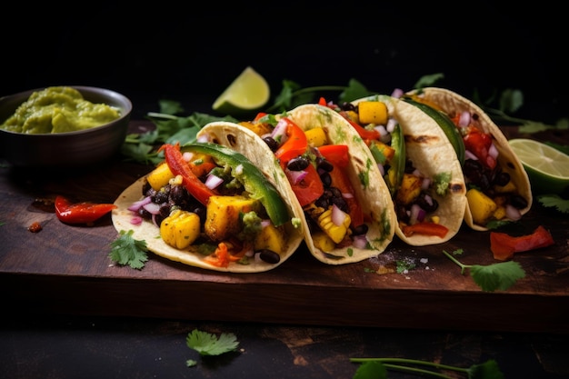 Cena di tacos vegetali arrostiti Ricetta Foto del cibo