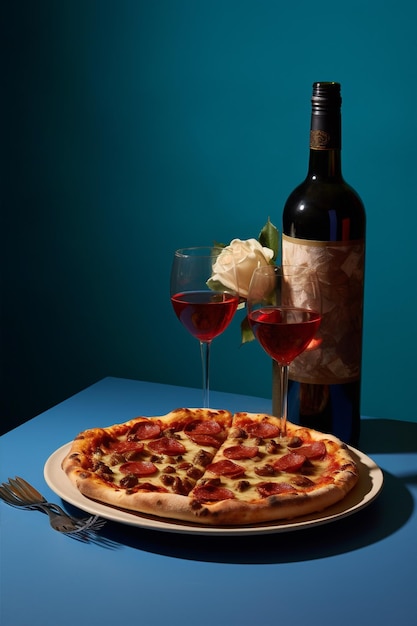 Cena formaggio alcol pizza bottiglia di vetro amore bere snack cibo vino