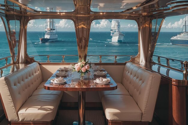 Cena in crociera Art Deco Vista sull'oceano Gatsby Glamour ed eleganza nautica