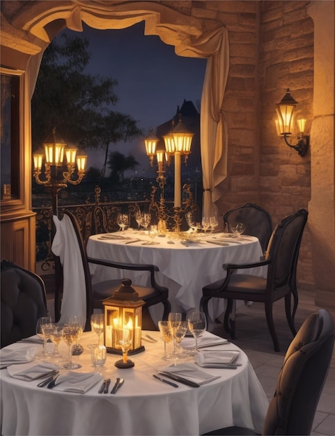 cena romantica alla luce delle candele con il cielo notturno