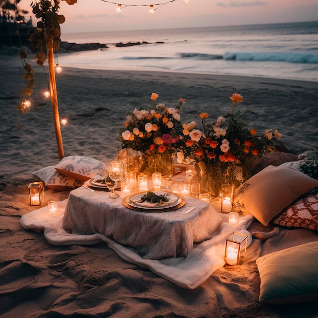 Cena romantica sulla spiaggia