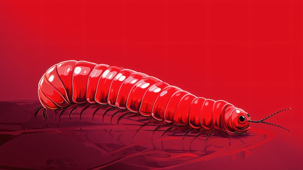 Centipede velenoso rosso su illustrazione a sfondo rosso