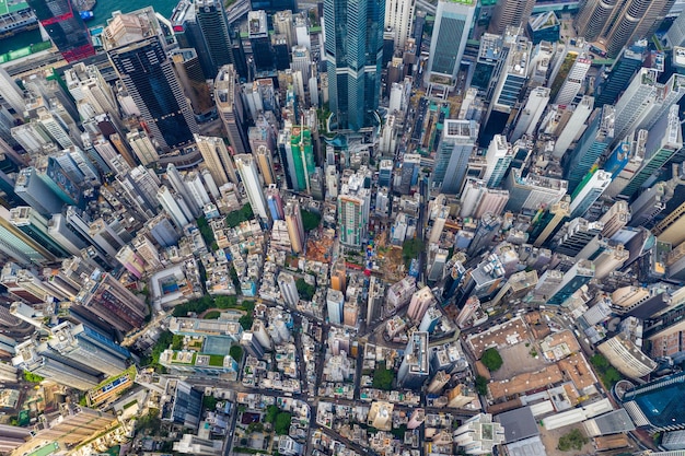 Central, Hong Kong 21 aprile 2019: Vista dall'alto del quartiere degli affari di Hong Kong