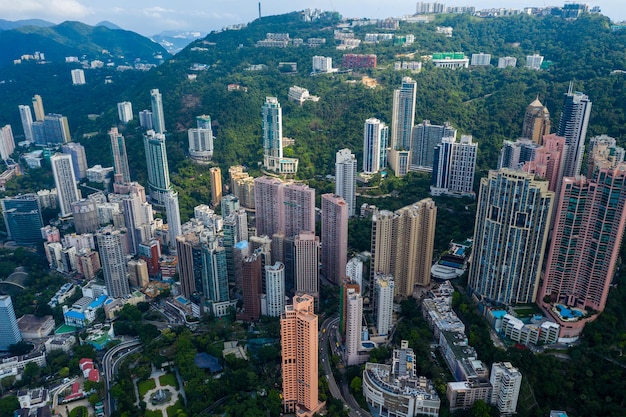 Central, Hong Kong 29 aprile 2019: Vista dall'alto della città di Hong Kong