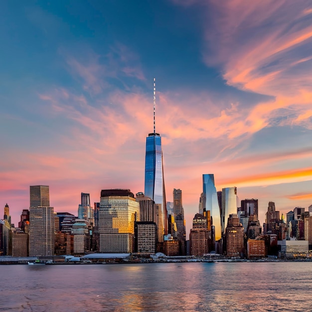 Centro di New York al tramonto