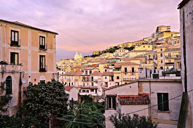 Centro storico di Pizzo al tramonto, Calabria, Italia