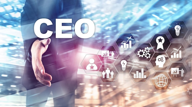 CEO concetto di business Chief Executive Officer Background finanziario mixed media