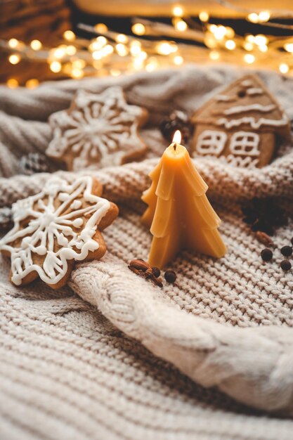 Cera d'ape albero di Natale candela foto accogliente