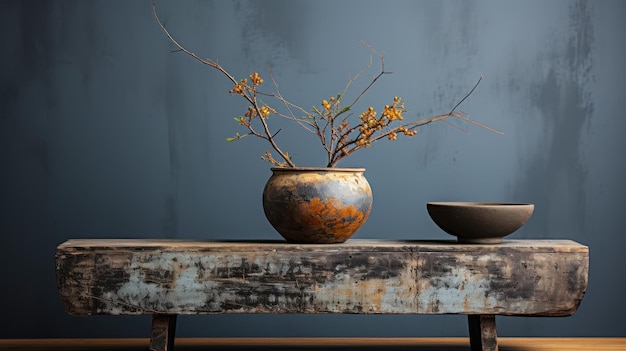 Ceramica fatta a mano in stile minimale vasi in argilla marrone con motivi astratti AI generato interior design