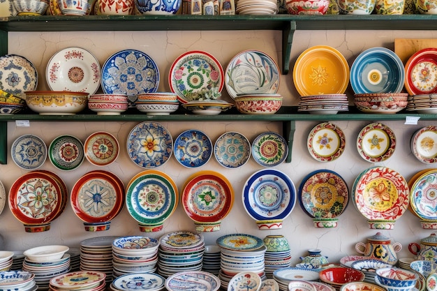 Ceramica tradizionale portoghese e piatti colorati di ceramica nell'Algarve