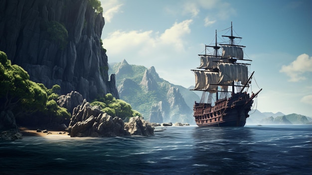 Cerca il pirata dell'isola del teschio o la navigazione mercantile