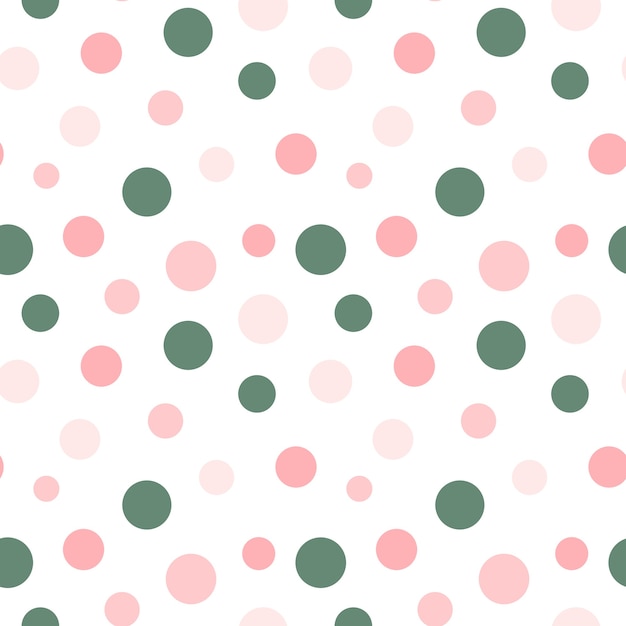 Cerchi colorati su sfondo bianco modello senza cuciture Stampa ripetuta a pois rosa e verde