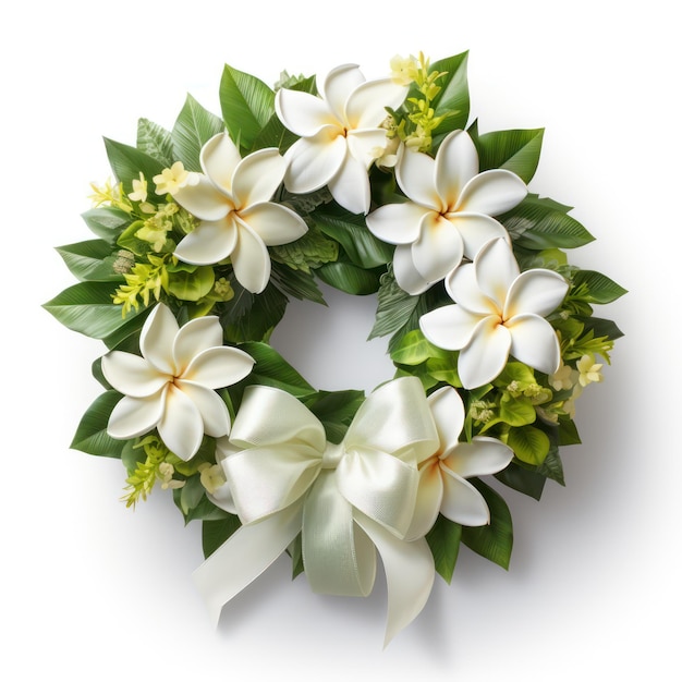 Cerchietto Plumeria di ispirazione nuziale impreziosito da un nastro raffinato e decorazioni di cristalli scintillanti