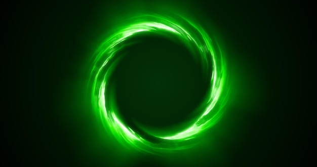 Cerchio a anello di strisce e linee di verde brillante bellissima energia magica neon luminoso