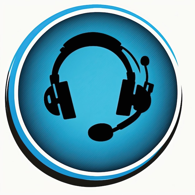 Cerchio blu auricolare icona illustrazione, logo, sfondo bianco. IA generativa